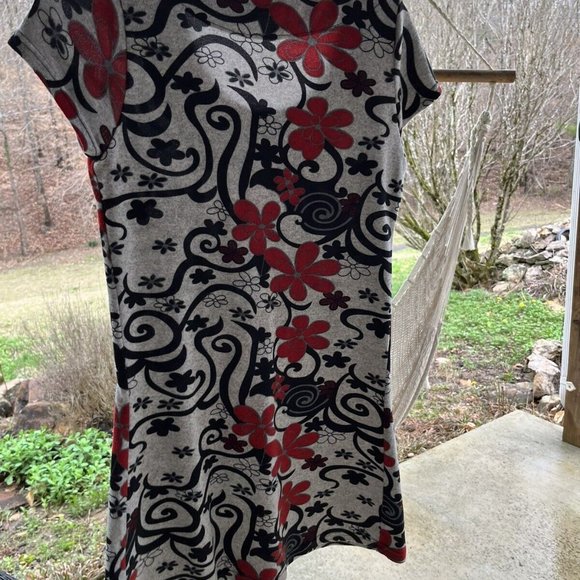 Women L .A. SOUL Floral Scoop Short Sleeve Jersey Top Tunic Mini Dress M/L - Picture 2 of 6